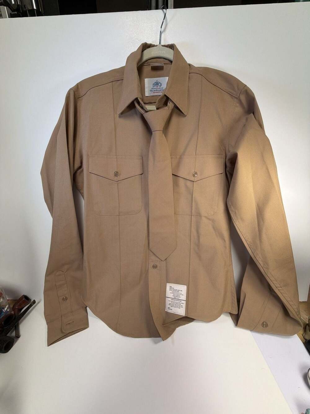 DSCP Valor Collection Men's Long Sleeve Poly/Wool Khaki Shirt 15x38